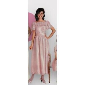 Vintage ILGWU JCPenney Made In USA Lace Formal Dress Size 11/12